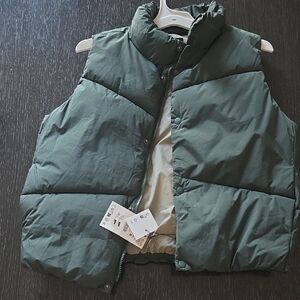 Zara Olive and Beige Puffer Jacket